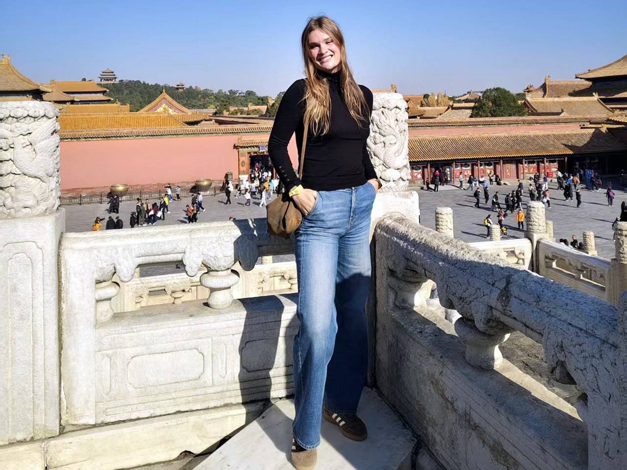 French guests taking photos in Tiananmen